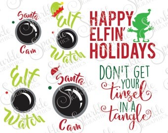Christmas SVG Bundle Set Christmas svg Santa SVG Santa Cam svg Elf Tinsel Tangle Svg Dxf Eps Png Silhouette Cricut Cut File Commercial Use