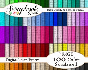 100 Linen Fabric Digital Paper, 100 Pieces, 12" x 12", 300 dpi High Quality JPEG files, Instant Download