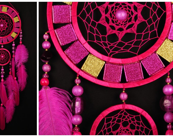 Fuchsia Dreamcatcher pink mosaic Dream Catcher Large Dreamcatcher agate Dream сatcher gift idea dreamcatcher boho dreamcatcher handmade