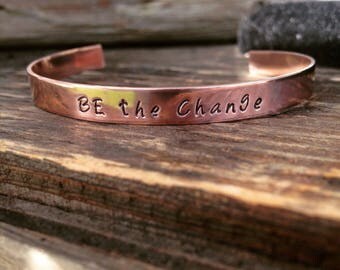 Copper Hand-Stamped Cuff, Personalized Copper Bracelet, Custom Hand-Stamped Bracelet, Copper Bracelet