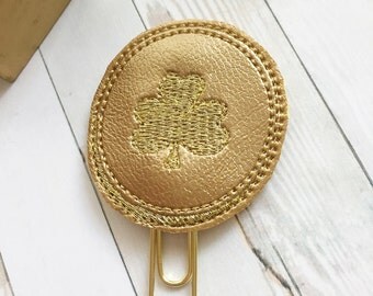 Lucky Coin Gold Shamrock Planner Clip - Claddaugh - Irish Clover - St. Patrick's Day - Planner Accessories - Small Gift - Ireland Heritage