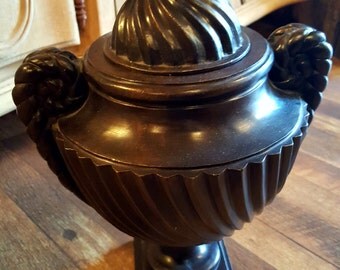 Metal Urn with Lid and Scroll Work