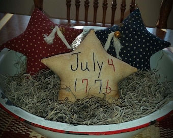 primitive patriotic Americana star bowl fillers, July 4th stars, Independence Day star tucks, OFG, FAAP, red white blue star bowl fillers,
