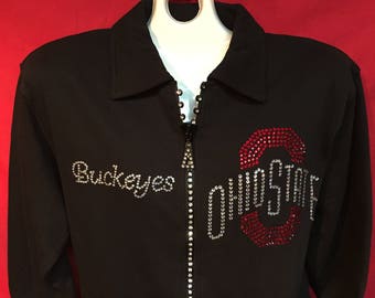 Ohio State Crystal Zipper Jacket Football Normal OSU Logo Misses S M L XL and Plus sizes 1X 2X 3X