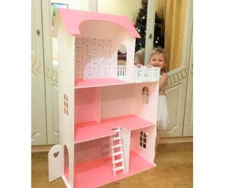 Big Barbie Dollhouse with furniture, Wooden dollhouse, Barbie Dollhouses, Dollhouse kit, Big Barbie Doll House, dollhouse, doll house