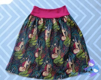 Mermaid Unicorn Skirt, Womens, Lady Skater Skirt, Knit yoga waistband, dress, cotton