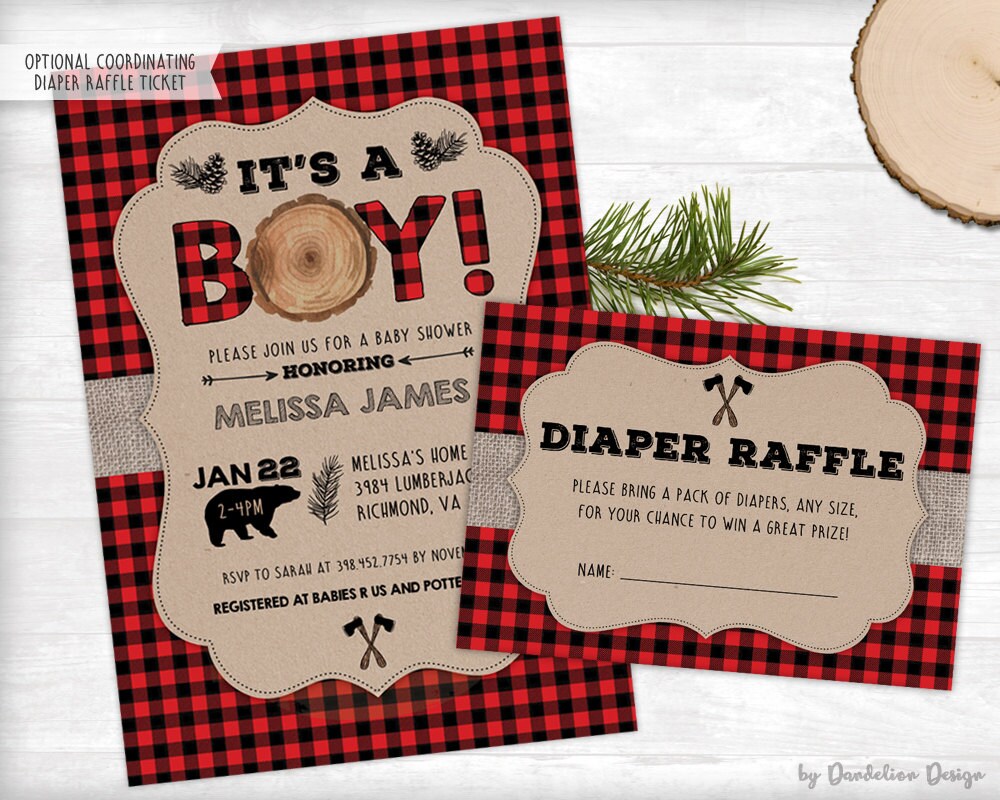 It's A Boy Lumberjack Baby Shower Invitation Printable