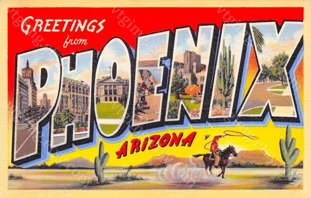 Greetings From Phoenix Arizona Big Letters Postcard