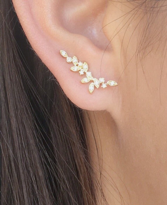 Ear Climber Earrings | dainty vine ear climbers ear crawlers earrings ear climber Ear Climber Earrings | dainty vine ear climbers ear crawlers earrings ear climber