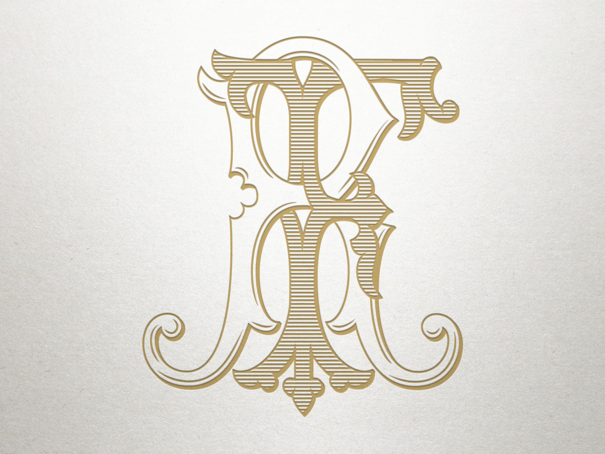 Antique Monogram Alphabet FR RF Antique Monogram Digital