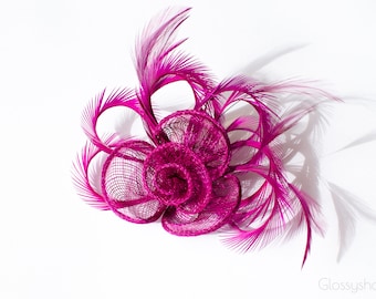 Purple Fascinator 2 in1 Hair Clip and Brooch