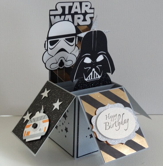 Star Wars Darth & Stormtrooper head Happy Birthday handmade