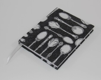 A6 Sketchbook Hand Covered with in a contemporary antique spoon fabric