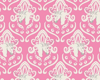 Unicorn Fabric, Equus Crest Sachet, Art Gallery Fabrics, Fantasia Collection ,Woodland Nursery, Pink Fabric