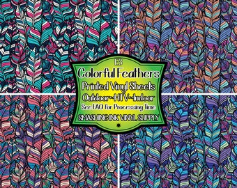 Colorful Feathers Vinyl/Printed Heat Transfer Vinyl/Patterned Vinyl/Printed 651 Vinyl/Printed 631 Vinyl/Printed Outdoor Vinyl/Printed HTV