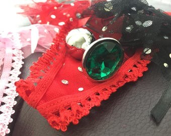 Mature. Small Dark Emerald Butt Plug And Tutu Panties