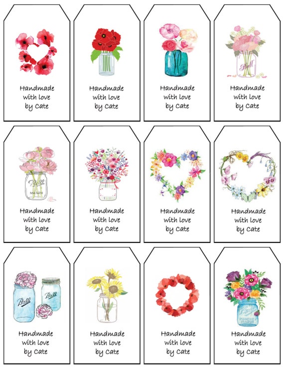 Floral Gift Tags Double Sided Small Pdf File Only