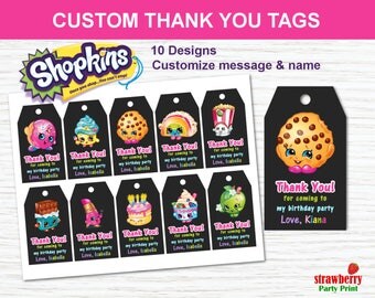 Shopkins Favor Tags, Shopkins Thank You Tags, Party Favors, Shopkins Printable, Shopkins Gift Tags, Shopkins Birthday Party Decoration