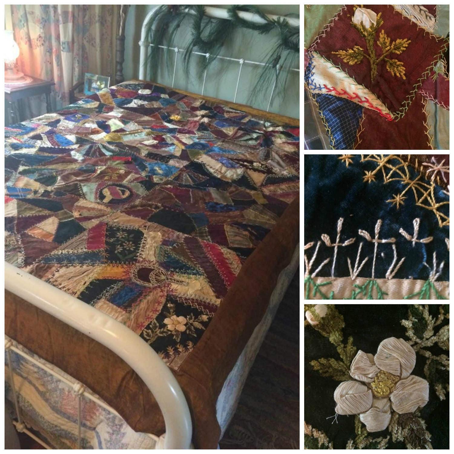 Reserved Not for Sale ANTIQUE QUILT 1800s Crazy Quilt Vintage