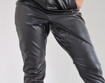 baggy faux leather pants