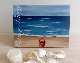 Beautiful box 100% Beach painting, for a cottage decor