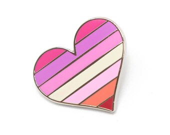 Lesbians pride pin, gay lapel pin, lesbian flag pin, heart enamel pin, gay decoration, feminist pin, LGBTQ pin, love is love, parade pin