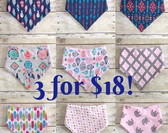 Girl Drool Bibs, Girl's Bandana Bibs, Pink Drool Bib, Pink Bandana Bibs, Chevron Bibs, Matching Girl's Bibs, Matching Bib Set, Girl Bibs
