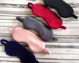Silk eye mask, made to order colour silk travel mask, silk sleep mask, sleep mask, silk satin sleepmask, elasticated eye mask, travel mask