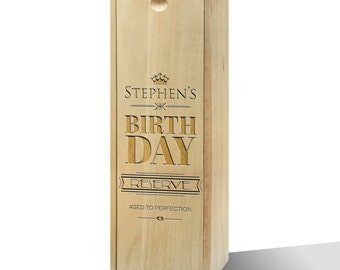 Personalised Birthday Reserve Slide Wooden Wine Box