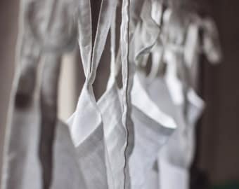 linen curtain, white curtain with ties, window curtain, Light and thin window curtains, transparent, softened, pure linen