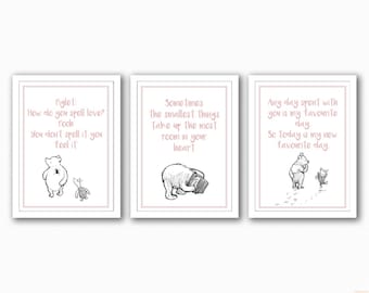 Winnie The Pooh Quote Trio - Black and white images