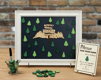Wedding Guest Book Alternative - Nature, Forest, Hiking, Mountain Theme / Personal Customizable Unique Sign In by TokenGram