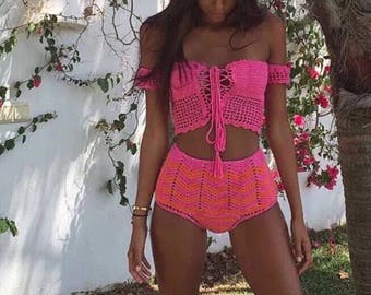 The Lace Up Crochet Top// Bikini Top//Free Shipping!!!!