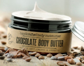 CHOCOLATE Body Butter~organic chocolate body moisturizer~organic body hydration~organic skin care~whipped butter~natural body butter