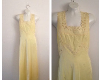 Items similar to Pale Yellow Cotton Nightgown with a Massive Lace ...