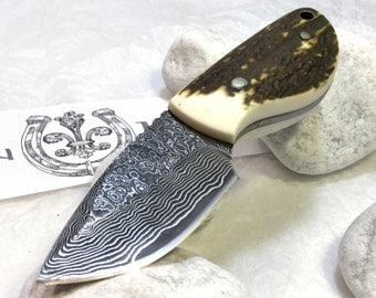 Handmade damascus knife, pocket knife, hunting knife "INFANT". Art 14.131