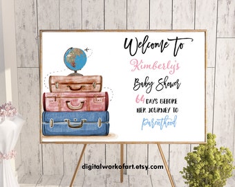 Welcome Sign, Welcome Baby Shower Sign, Baby Shower Decor, Baby Shower Sign, Travel from, Parenthood, Printable Baby Shower Sign