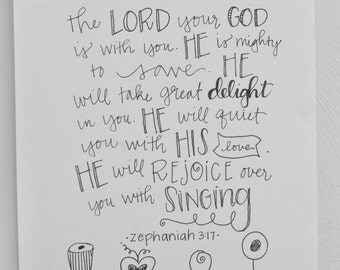 Bible Verse Wall Art Zephaniah 3:17 ... mighty to save Home