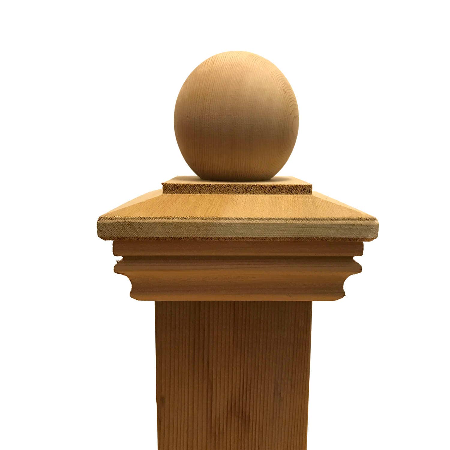 Cedar Wood Garabaldi Ball Post Cap for for 3.5" x 3.5" Fence & Deck