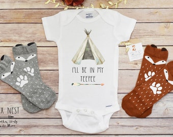 Newborn Boy Coming Home Outfit, Baby Boy Outfit, Boho Baby Clothes, I'll Be In My Teepee