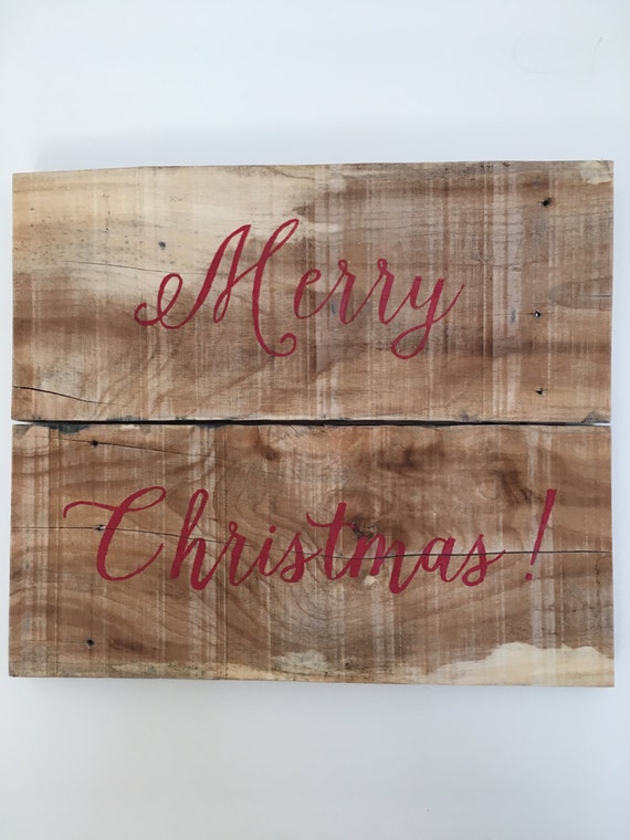 Merry Christmas rustic reclaimed wood holiday wall hanging