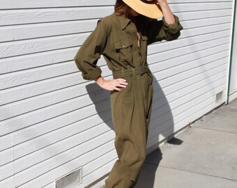 The 'Flying Ace' Coveralls. WWII Flight Suit Distressed 1940's Brass Hardware High End Boutique Vintage Apparel Paul Reed Company