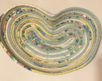 Handmade heart shaped coiled basket!