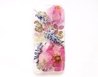 Pressed flower phone case • Real flower iPhone 7 case • iPhone case flowers • Floral bumper case • Pink phone cover • Romantic phone case