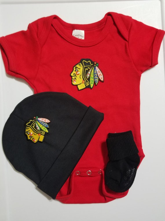 baby boy chicago blackhawks outfit with hat-chicago blackhawks