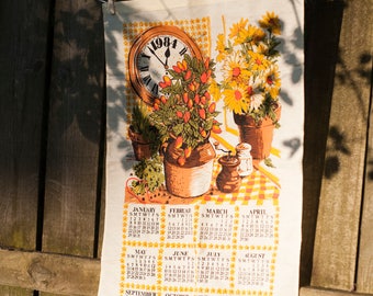 VINTAGE 1984 Calendar Tea Towel
