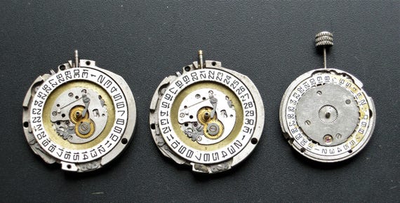 Set of 3 watch movements with day dial Steampunk art Altered art Spare parts Clock repair Watchmaker gift Wrist watch Jewelry making M9 by PlayingVintage steampunk buy now online