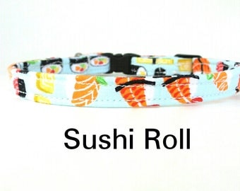Cat Collar, Sushi Roll - Kitty Kollar, Sushi Cat Collar, Feline Collar, Breakaway Collar, Safety Buckle Collar, X small dog collar