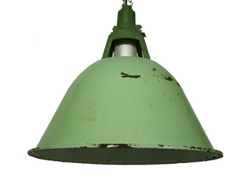 ON HOLD - Very large industrial pendant lights - industrial lamps - factory lights - enamel pendant lights - enamel lamps - green lamp shade