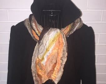 Beautiful nuno felted silk and merino wool scarf
